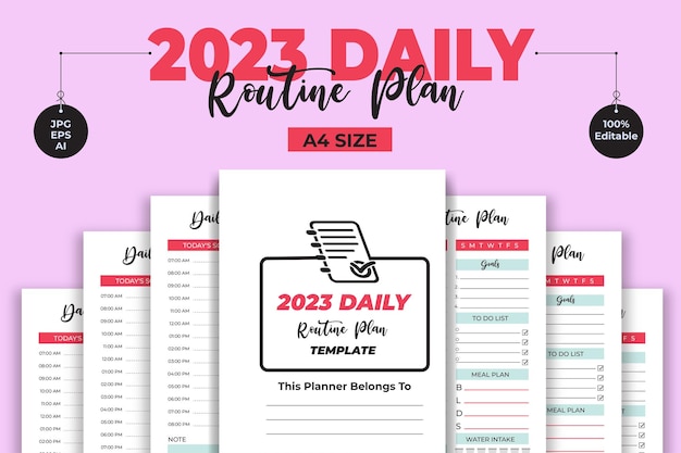 Szablon planu dziennego 2023 — projekty pakietu wnętrz KDP