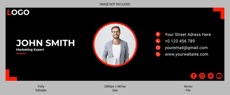 Szablon podpisów e-mail lub podkładka e-mail i osobista konstrukcja okładki mediów społecznościowych