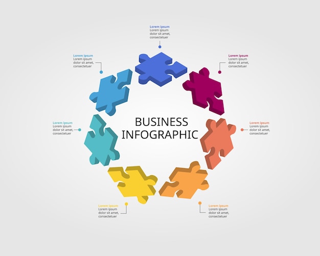 Szablon Połączenia Układanki Dla Infografiki Do Prezentacji Dla 7 Elementów