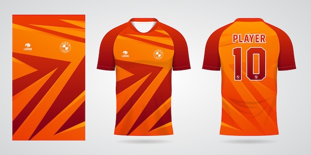 Szablon pomarańczowej sportowej koszulki piłkarskiej