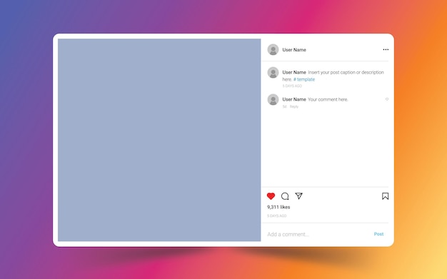 Szablon Postu Na Instagramie W Mediach Społecznościowych Na Komputer