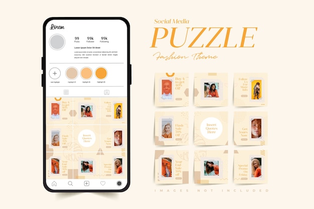 Szablon Postu Siatki Z Puzzli Mediów Społecznościowych Do Promocji Sprzedaży Mody