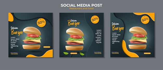 Szablon Postu W Mediach Społecznościowych Burger Lub Fast Food.