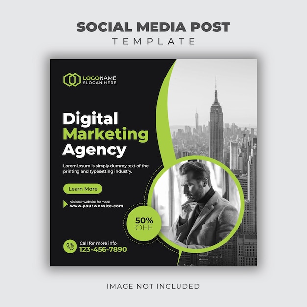 Plik wektorowy szablon postu w mediach społecznościowych dla firm i agencji marketingu cyfrowego