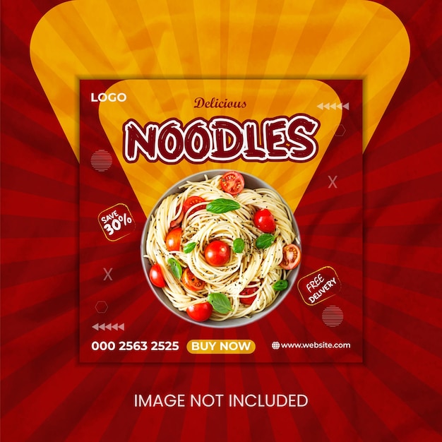 Szablon Postu W Mediach Społecznościowych Yummy Delicious Noodles