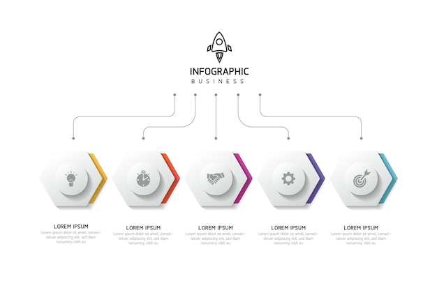 Plik wektorowy szablon prezentacji biznesowej wektorowej infografii połączony z 5 krokami