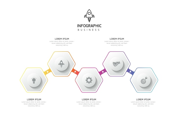 Plik wektorowy szablon prezentacji biznesowej wektorowej infografii połączony z 5 krokami