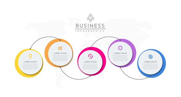 Plik wektorowy szablon prezentacji biznesowej wektorowej infografii z okrągłym połączeniem z 5 opcjami