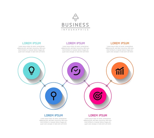 Plik wektorowy szablon prezentacji biznesowej wektorowej infografii z okrągłym połączeniem z 5 opcjami