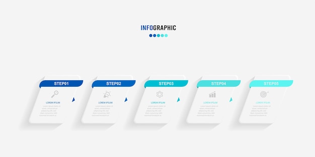 Plik wektorowy szablon prezentacji infografiki koncepcja biznesowa z 5 opcjami liczb i ikonami marketingowymi