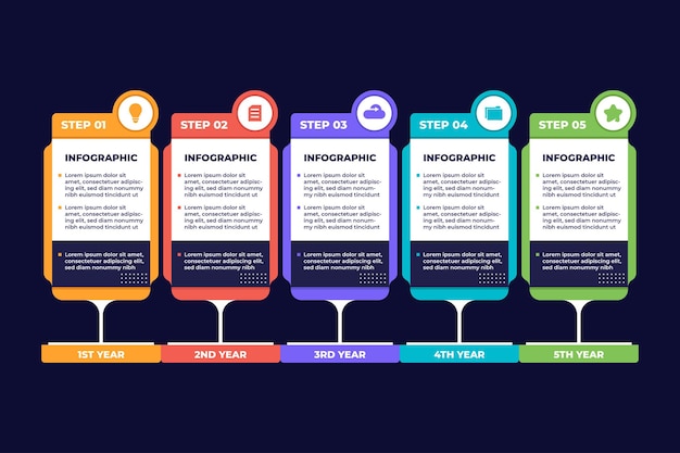 Szablon Prezentacji Kolorowe Kroki Infografika