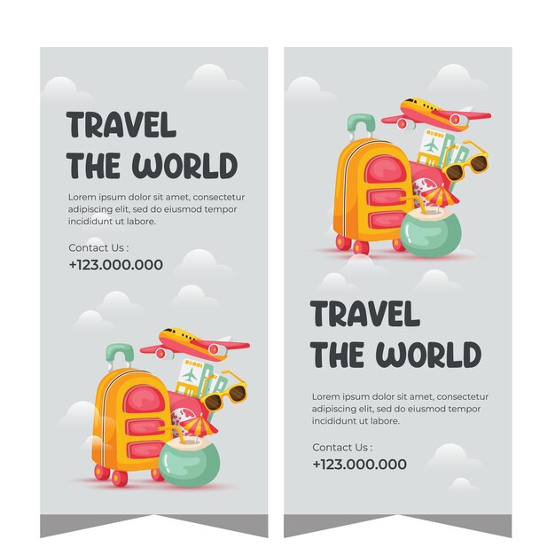 Plik wektorowy szablon projektowania banerów pionowych dla agencji turystycznych