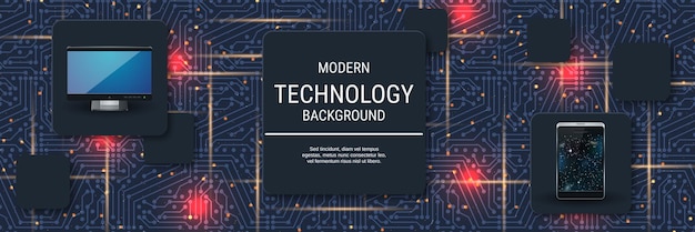 Szablon projektowania banerów wektorowych w nowoczesnym stylu technologicznym