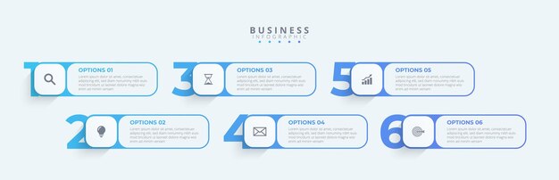 Plik wektorowy szablon projektowania etykiet infograficznych wektorowych z ikonami i 6 opcjami lub krokami