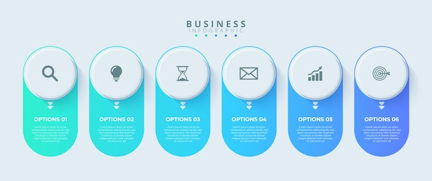Plik wektorowy szablon projektowania etykiet infograficznych wektorowych z ikonami i 6 opcjami lub krokami