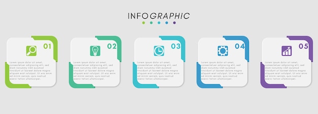 Plik wektorowy szablon projektowania etykiety infografiki biznesowej z 5 opcjami lub krokami