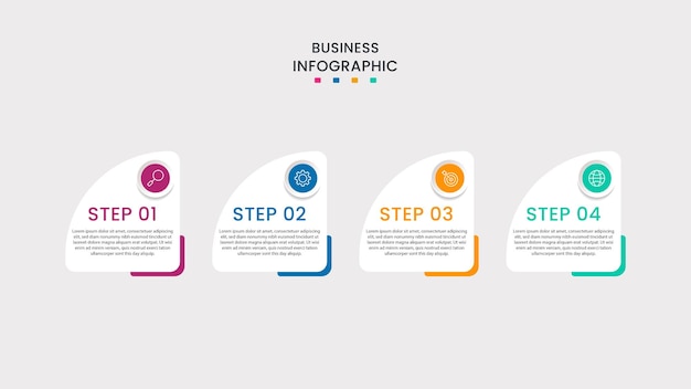 Szablon projektowania infografiki biznesowej Wektor z ikonami i 4 czterema opcjami lub krokami Może być używany do diagramów procesów prezentacji układów przepływu pracy banery wykresy przepływu infografiki