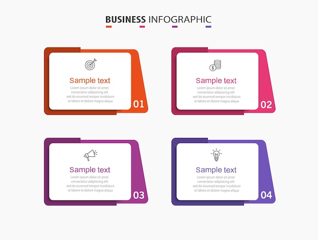 Plik wektorowy szablon projektowania infografiki z ikonami i 4 opcjami lub krokami