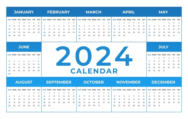 Szablon projektowania kalendarza na nowy rok 2024