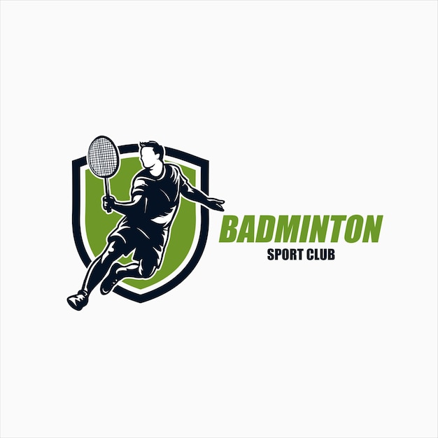 Plik wektorowy szablon projektowania logo badmintona w sylwetce