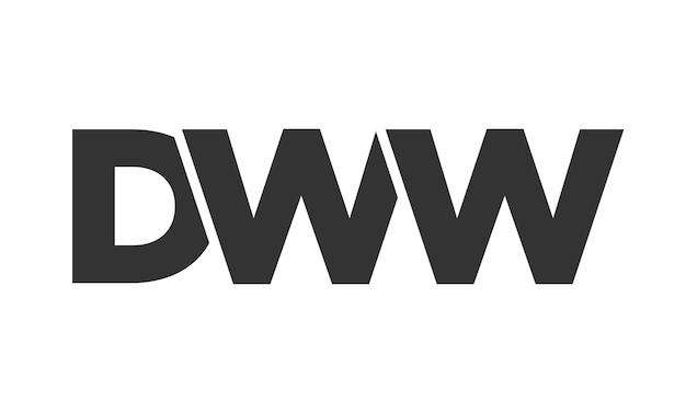 Szablon projektowania logo DWW z silnym i nowoczesnym odważnym tekstem Początkowy logotyp wektorowy z prostą i minimalną typografią Modna tożsamość firmy