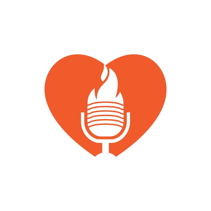 Wektor szablon projektowania logo fire podcast