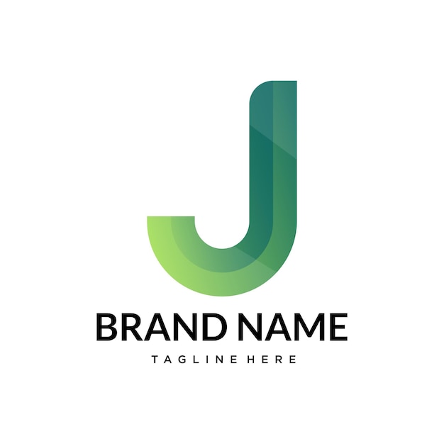 Szablon projektowania logo litery gradientowej J