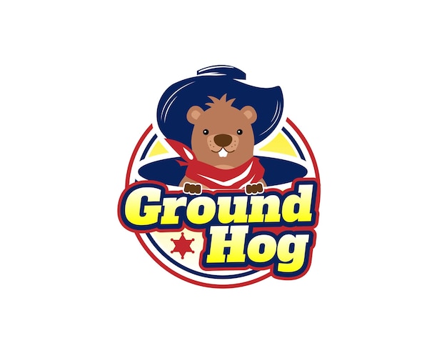 Plik wektorowy szablon projektowania logo sherifa western ground hog