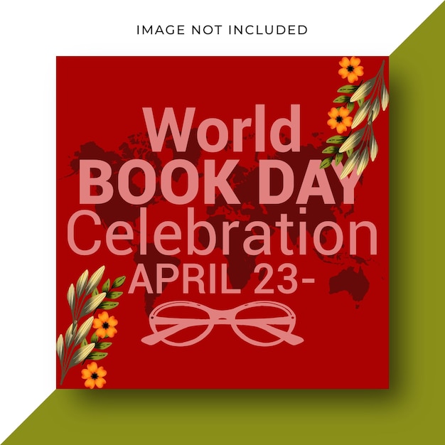 Plik wektorowy szablon projektowania postów w mediach społecznościowych z okazji światowego dnia książki