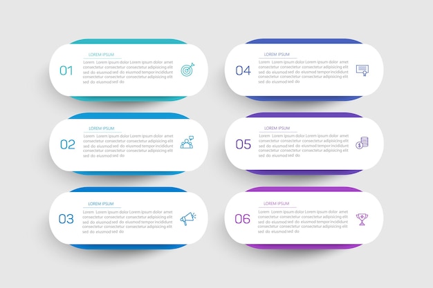 Plik wektorowy szablon projektowania wektorowej infografiki biznesowej z ikonami i 6 opcjami lub krokami