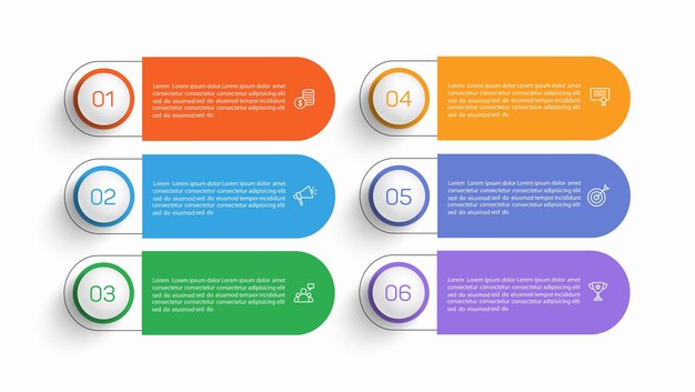 Szablon Projektowania Wektorowej Infografiki Biznesowej Z Ikonami I 6 Opcjami Lub Krokami