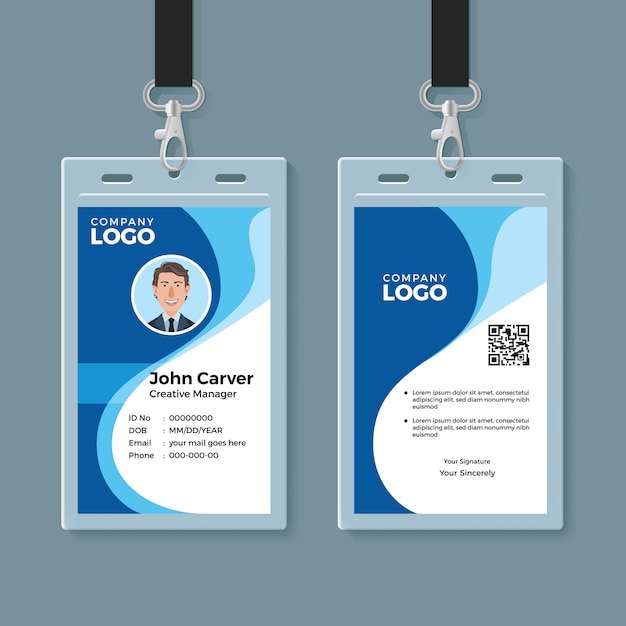 Szablon Projektu Blue Curve Wave Id Card