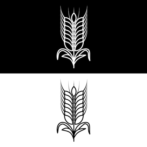 Plik wektorowy szablon projektu czarno-białej wersji wektorowej ikony pszenicy