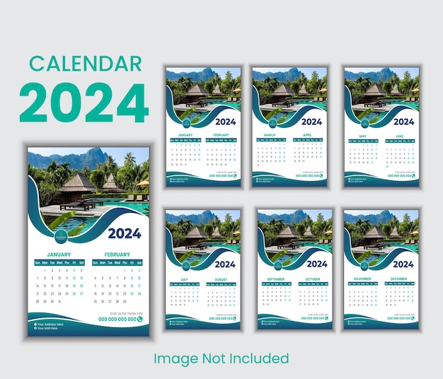 Szablon Projektu Czystego Kalendarza Nowego Roku 2024