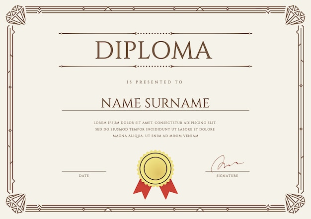 Plik wektorowy szablon projektu dyplomu lub certyfikatu
