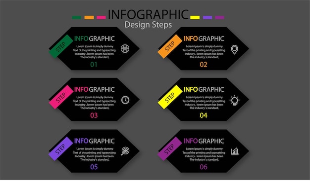 Plik wektorowy szablon projektu elementu infographic z 6 krokami