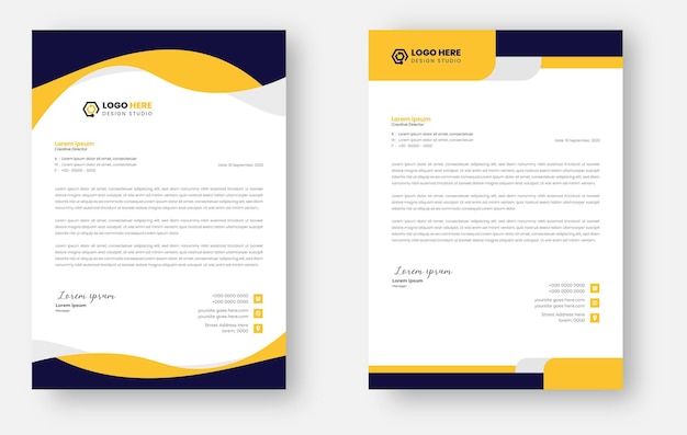 szablon projektu firmowego nowoczesnego papieru firmowego w kolorze żółtym