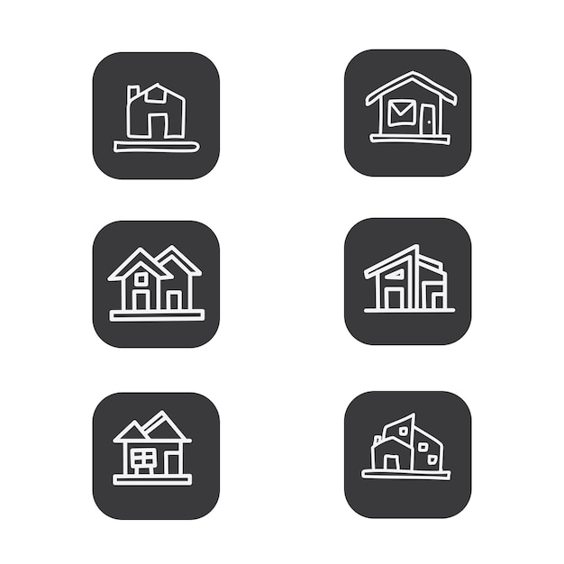 Szablon Projektu Ikona Domu, Z Ręcznie Rysowanym Stylem Czarnej Linii, Odpowiedni Dla Twoich Potrzeb Projektowych.