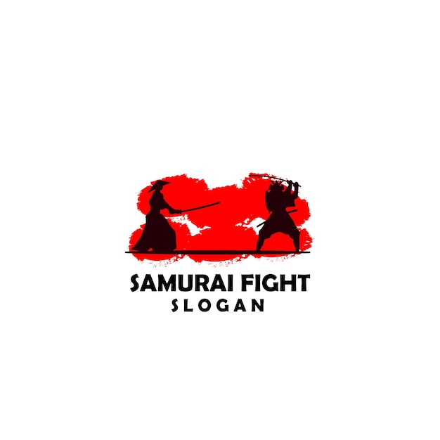 Szablon Projektu Ikony Logo Walki Samurajów Wektor Premium