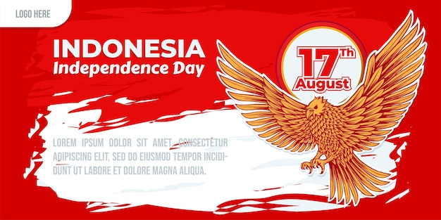 Plik wektorowy szablon projektu indonezyjskiego dnia niepodległości z ilustracją ptaka garuda