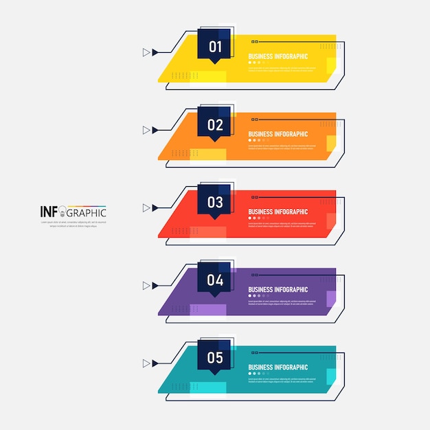 Szablon Projektu Infografiki 5 Kroków Osi Czasu