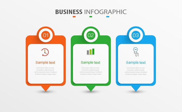 Szablon Projektu Infografiki Biznesowej Z 3 Krokami Lub Procesami Opcji