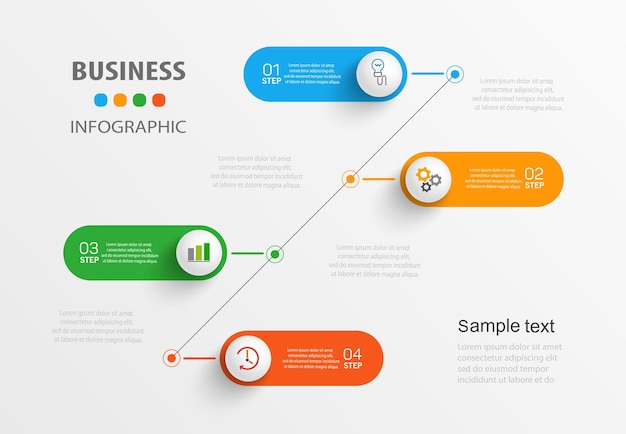 Szablon Projektu Infografiki Biznesowej Z 4 Opcjami Lub Krokami