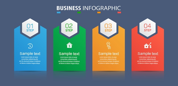 Szablon Projektu Infografiki Biznesowej Z 4 Opcjami Lub Krokami