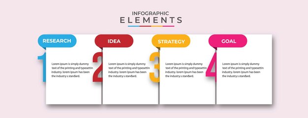 Szablon Projektu Infografiki Biznesowej Z 4 Opcjami Lub Krokami