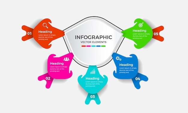 Szablon Projektu Infografiki Biznesowej Z 5 Lub Pięcioma Krokami