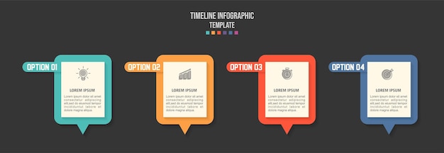 Szablon Projektu Infografiki I Ikony Marketingu Koncepcja Biznesowa Z 4 Opcjami