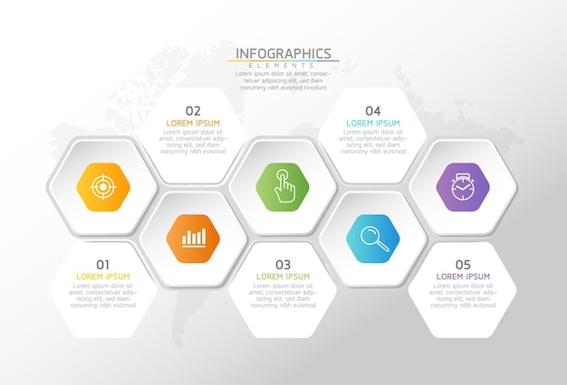 Szablon Projektu Infografiki, Informacje Biznesowe, Wykres Prezentacji, Z 5 Opcjami Lub Krokami.
