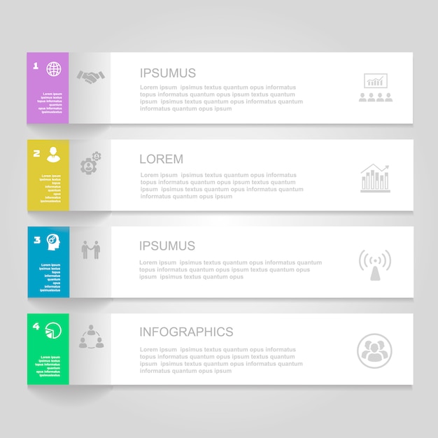 Plik wektorowy szablon projektu infografiki. numerowane banery, poziome linie wycinania grafiki