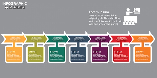 Szablon Projektu Infografiki Osi Czasu Z 7 Opcjami, Diagram Procesu